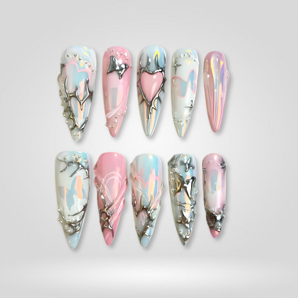 Ethereal Glaze | Milky Cloud Dancer Almond Press-Ons press-on nail set