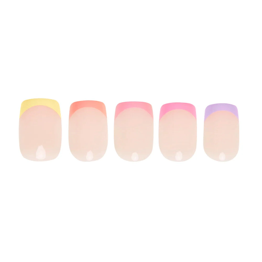 Macarons press-on nails close-up texture detail - french tip finish, US shipping