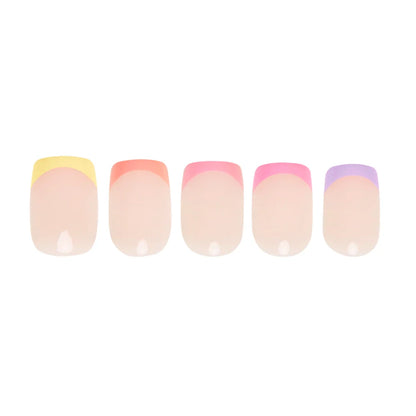 Macarons press-on nails close-up texture detail - french tip finish, US shipping