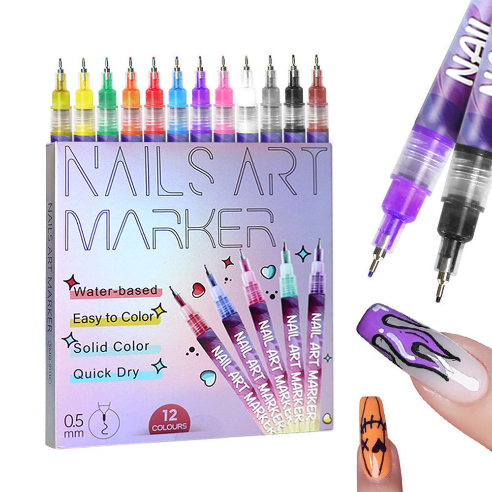 12 Colors Nail Marker Pen Bowtie Nail Box nail tool - image 9 of 14