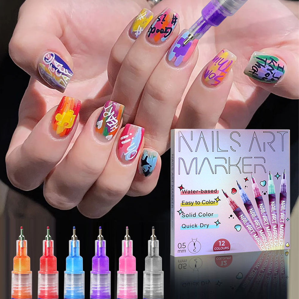 12 Colors Nail Marker Pen Bowtie Nail Box nail tool - image 10 of 14