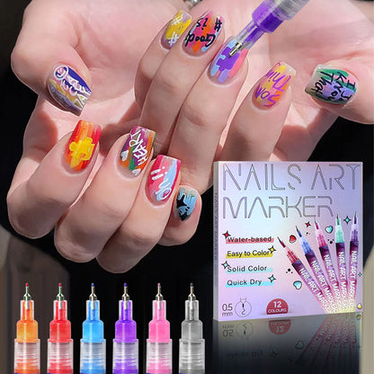 12 Colors Nail Marker Pen Bowtie Nail Box nail tool - image 10 of 14