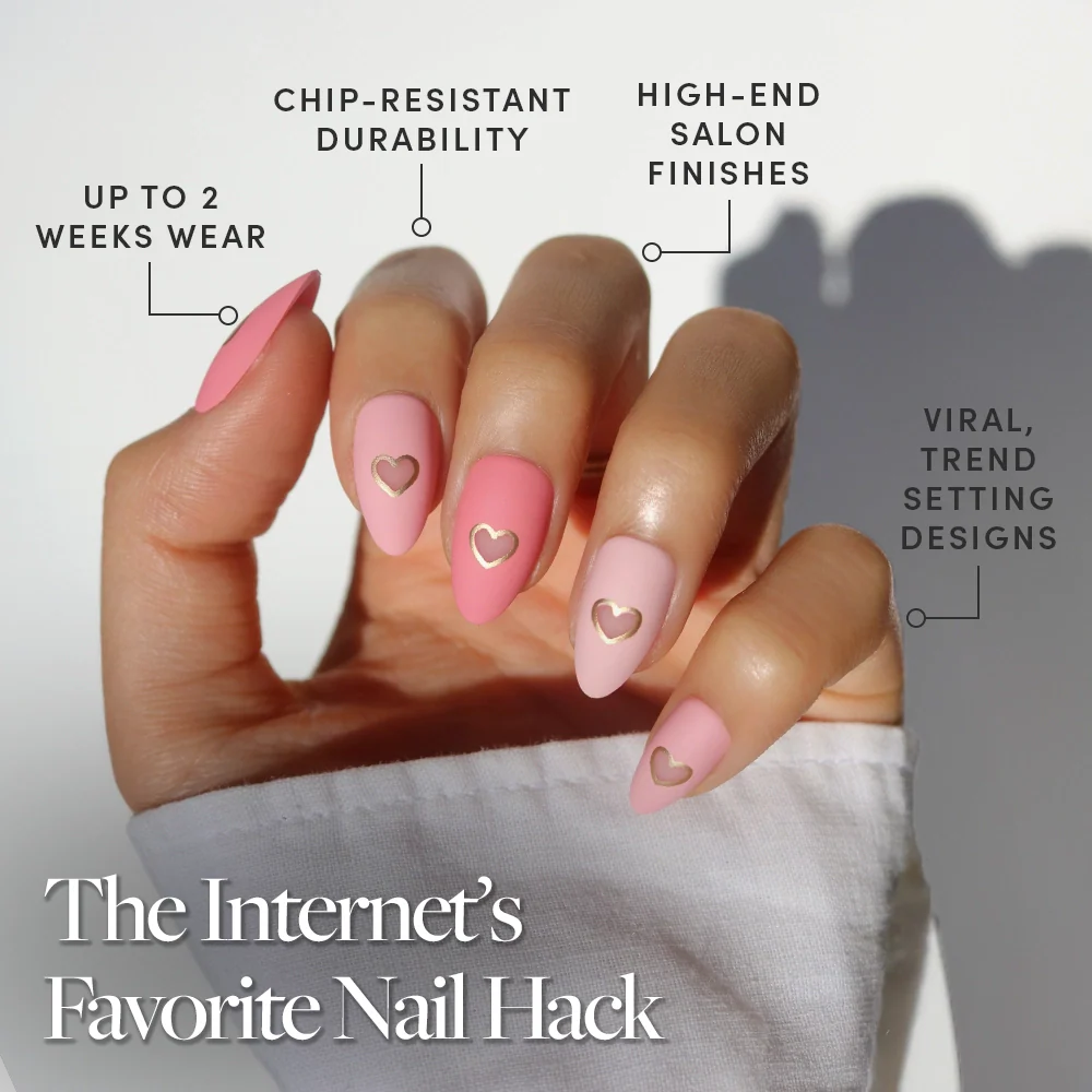 Matte in Love press-on nails close-up texture detail - pearl-shift finish, US shipping