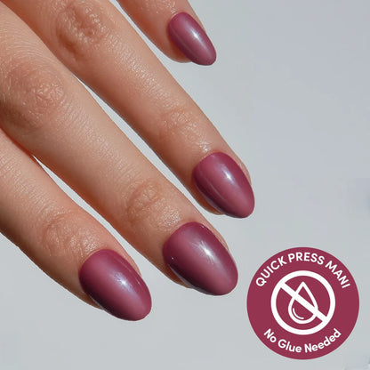 Mauve Muse jelly glaze press-on nails - oval shape, front view