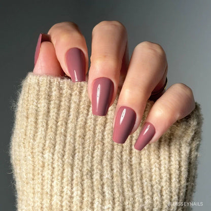 Mauve Affair pastel press-on nails - coffin/ballerina shape, front view
