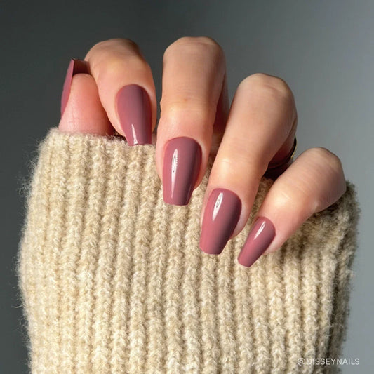 Mauve Affair pastel press-on nails - coffin/ballerina shape, front view