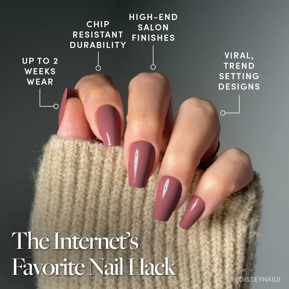 Mauve Affair press-on nails close-up texture detail - pastel finish, US shipping