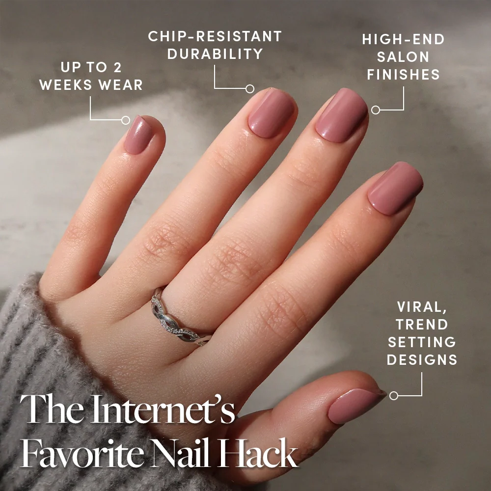 Mauve Cutie press-on nails close-up texture detail - pastel finish, US shipping