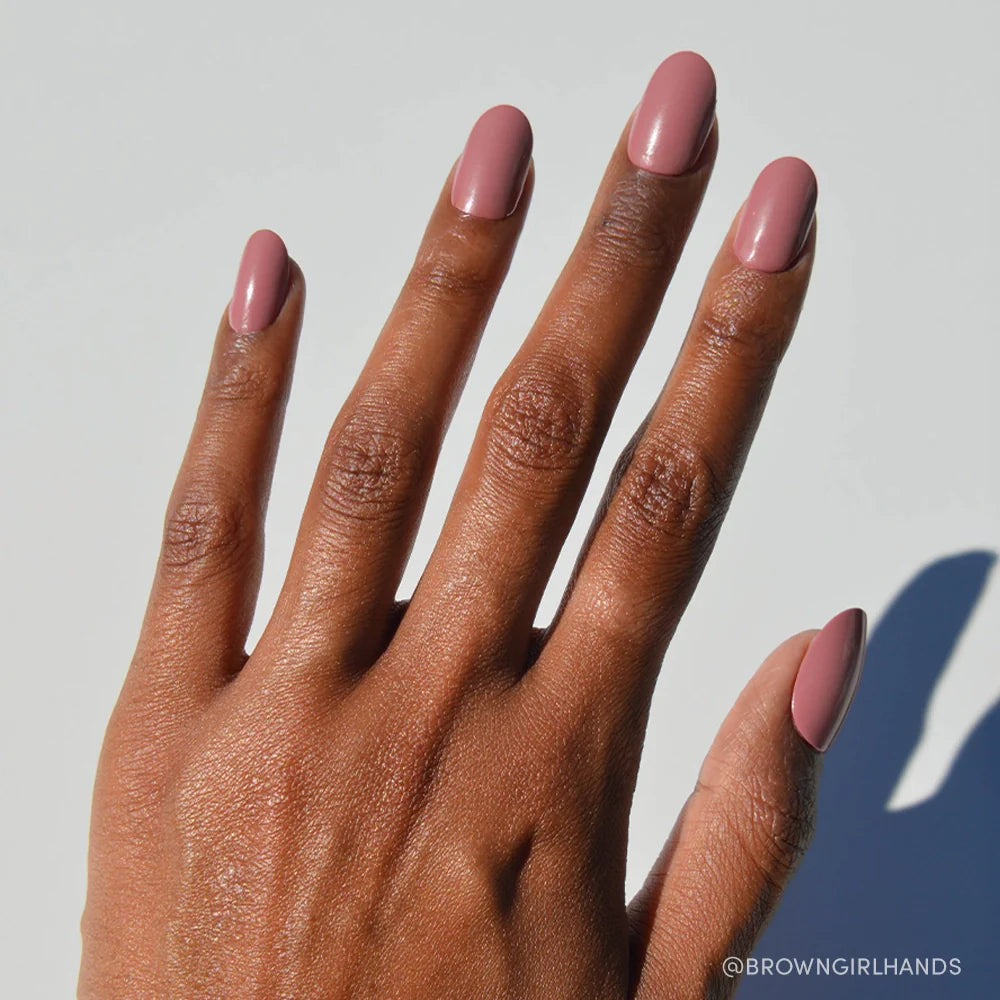 Mauve Mood pastel press-on nails - round shape, front view