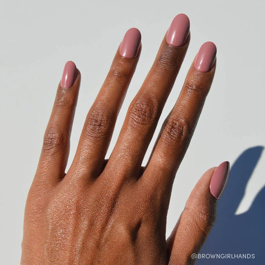 Mauve Mood pastel press-on nails - round shape, front view