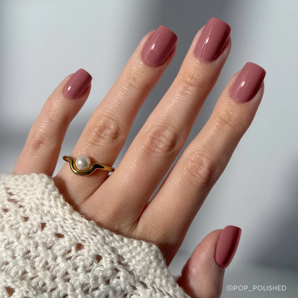 Mauve On pastel press-on nails - square shape, front view