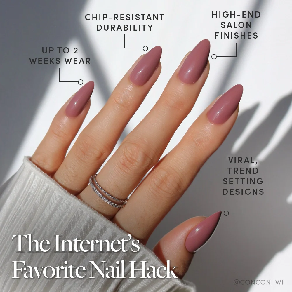 Mauve Wife press-on nails close-up texture detail - pastel finish, US shipping