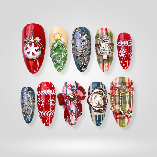 Merry Magic milky cloud dancer press-on nails - almond shape, front view