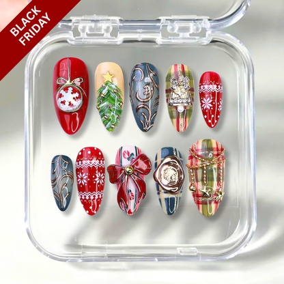 Merry Magic press-on nails on hand - lifestyle photo, milky cloud dancer finish
