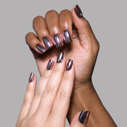 Metallic Blush press-on nail set - XS to L sizing, pearl-shift design