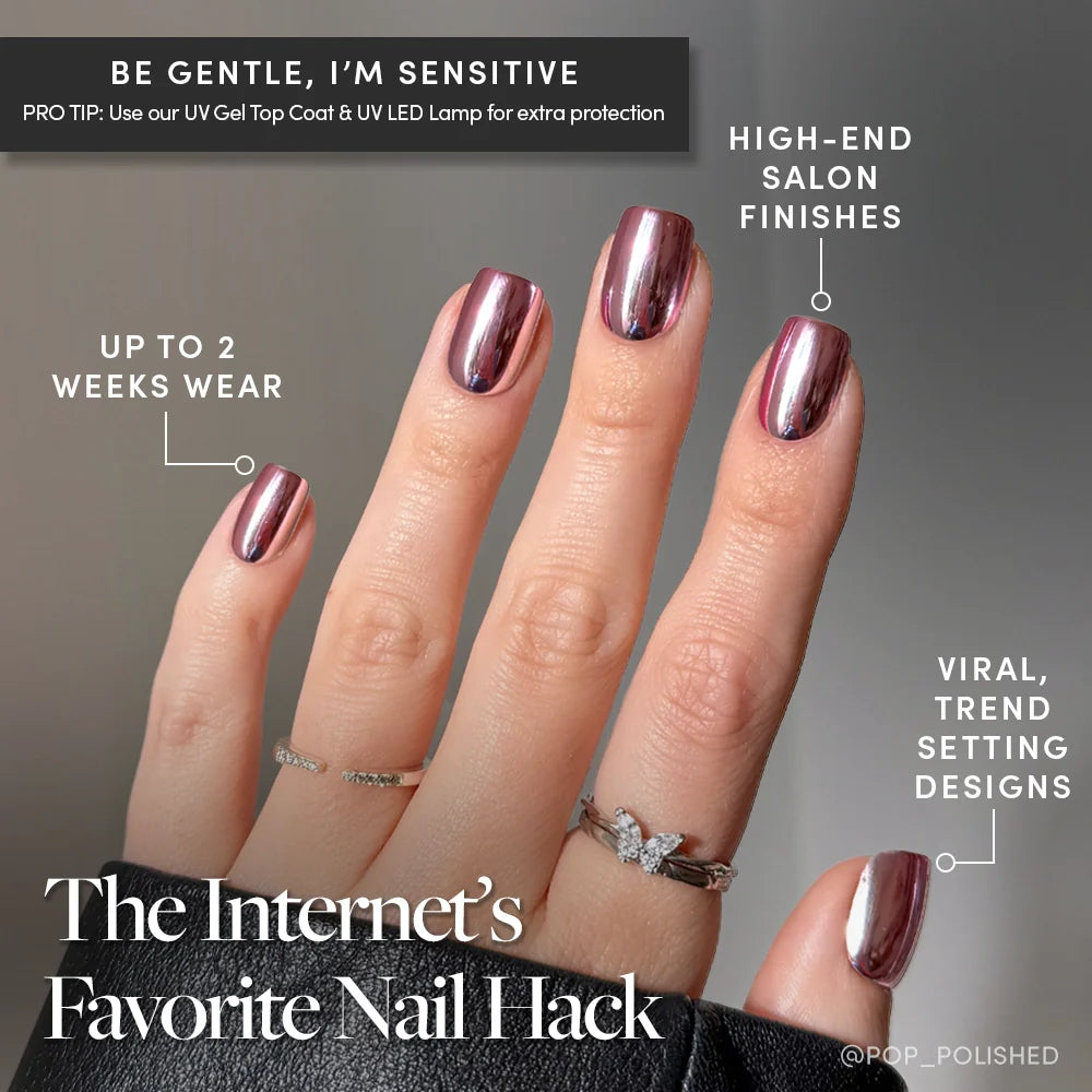 Metallic Blush press-on nails - image 5 of 9, pearl-shift square