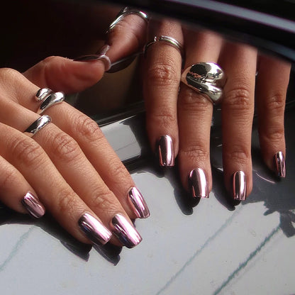 Metallic Blush press-on nails - image 6 of 9, pearl-shift square