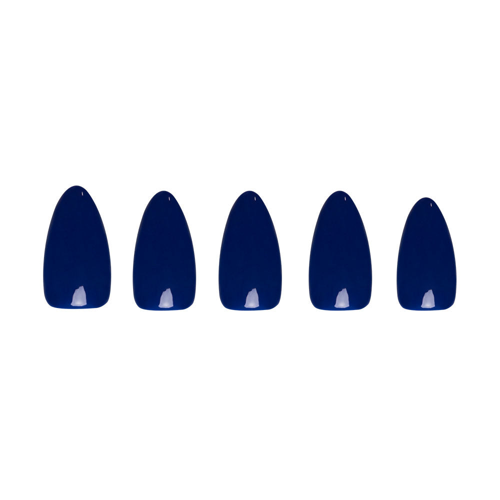 Midnight Blue press-on nails on hand - lifestyle photo, seasonal finish