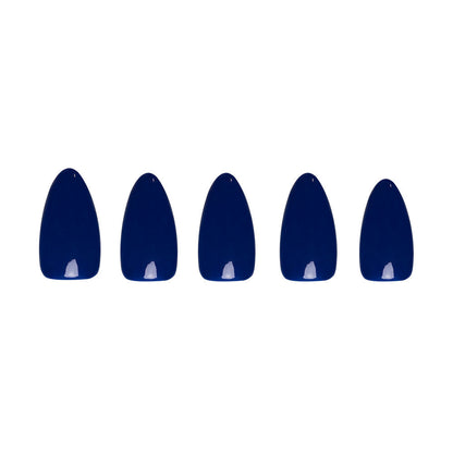 Midnight Blue press-on nails on hand - lifestyle photo, seasonal finish