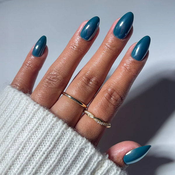 Midnight Teal | Jelly Glaze Almond Press-Ons press-on nail set