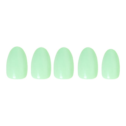 Mint Green press-on nails close-up texture detail - floral finish, US shipping