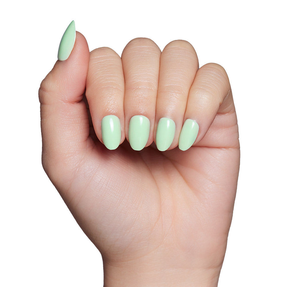 Mint Green press-on nail set - XS to L sizing, floral design
