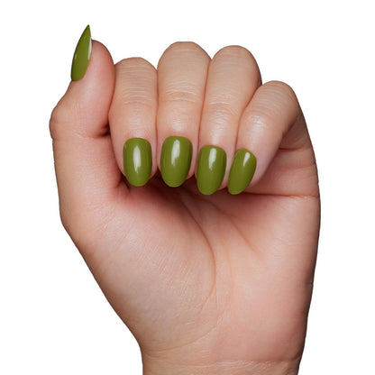 Moss Green press-on nails close-up texture detail - seasonal finish, US shipping