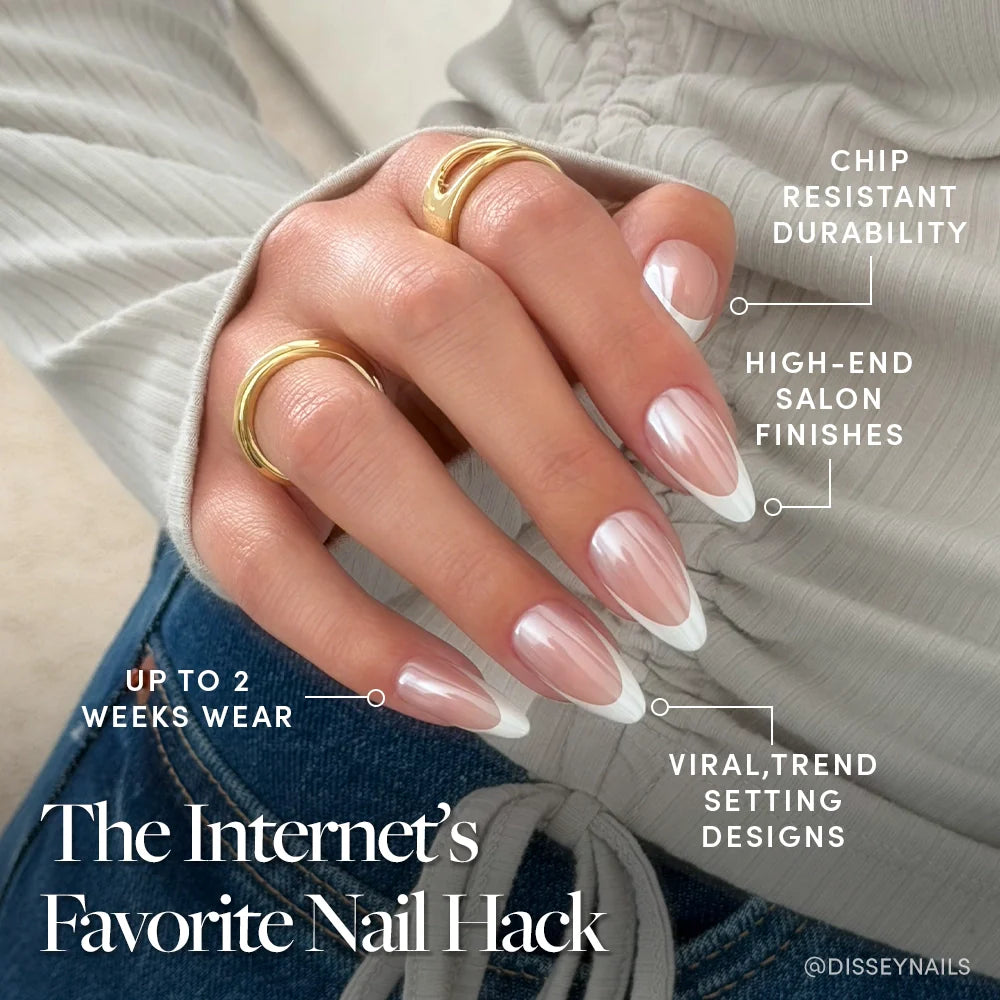 Mother Pearl press-on nails close-up texture detail - milky cloud dancer finish, US shipping