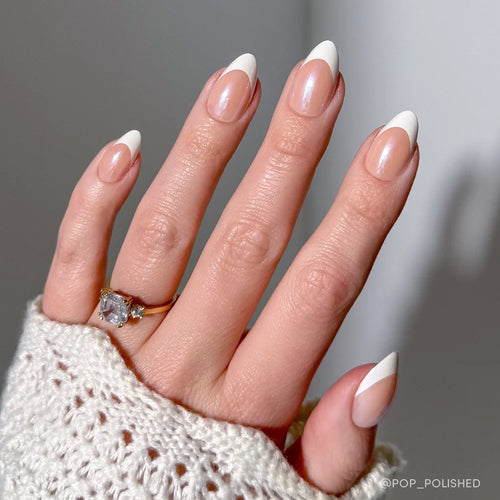 Mrs. milky cloud dancer press-on nails - almond shape, front view