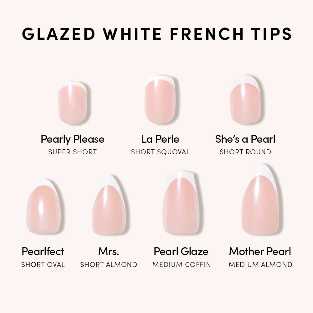 Mrs. press-on nails close-up texture detail - milky cloud dancer finish, US shipping