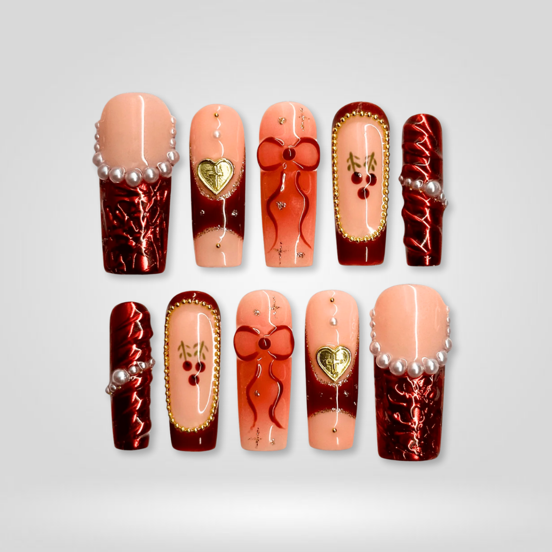 Pearl Charm milky cloud dancer press-on nails - almond shape, front view