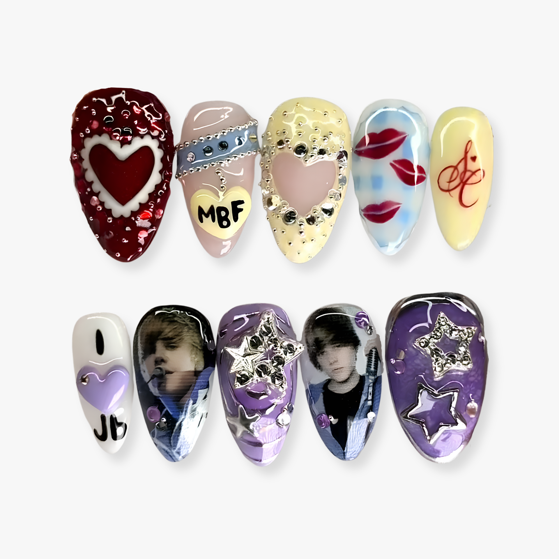 Pop Stars press-on nail set - XS to L sizing, cat-eye velvet design