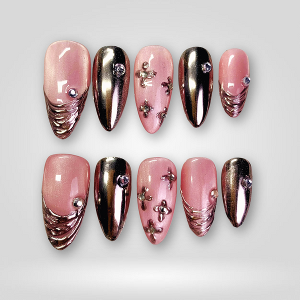 Blush Chrome | 3D Sculptural Almond Press-Ons press-on nail set
