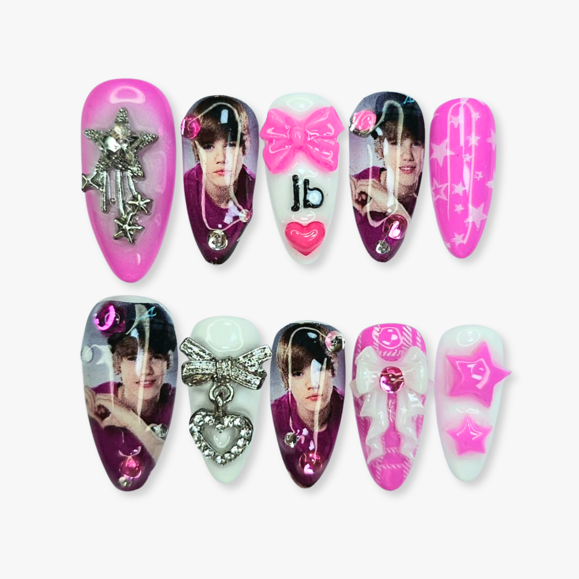 Pop Stars press-on nails on hand - lifestyle photo, cat-eye velvet finish