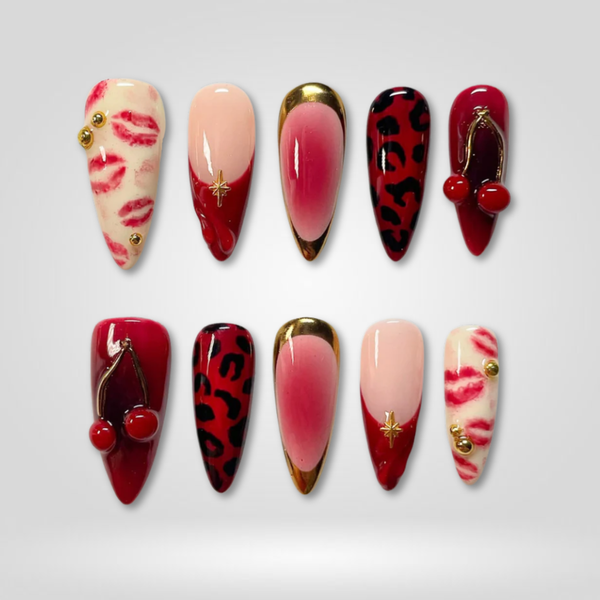 Red Kiss | Berry Almond Press-Ons press-on nail set