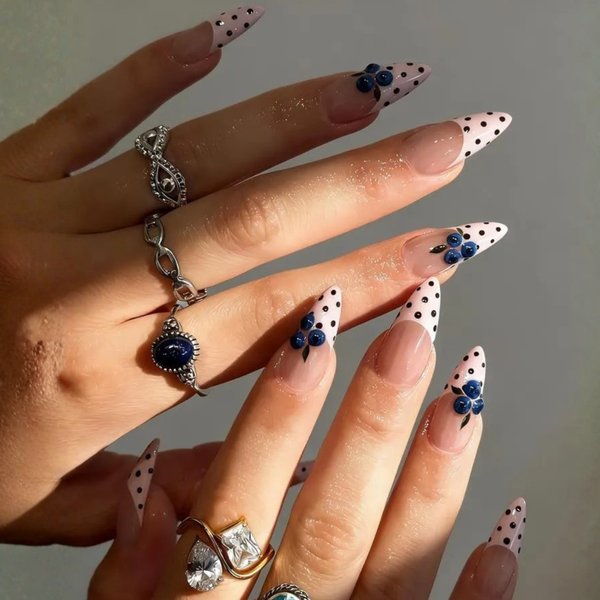 Blue Berry | Polka Dot Almond Press-Ons press-on nail set