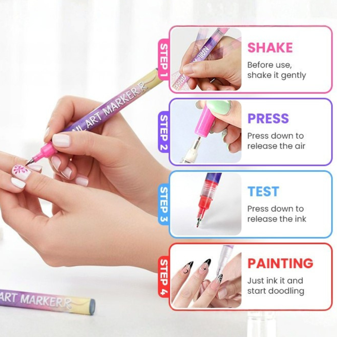 12 Colors Nail Marker Pen Bowtie Nail Box nail tool - image 7 of 14