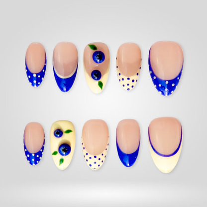 Summer Dots press-on nails close-up texture detail - polka dot finish, US shipping