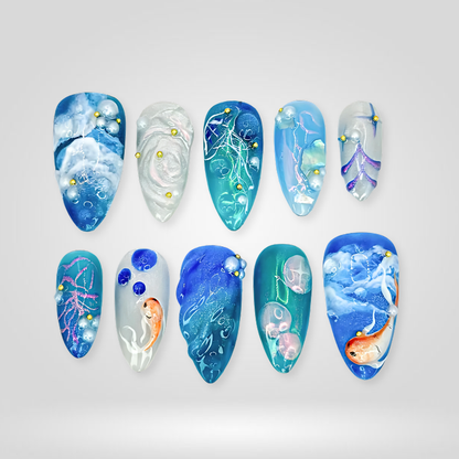 Seaside Muse press-on nails - image 10 of 13, cat-eye velvet almond
