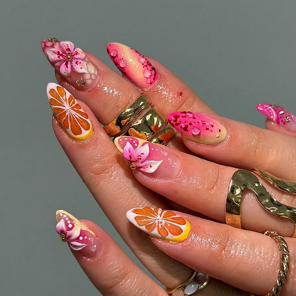 Summer Bloom press-on nails - image 10 of 13, cat-eye velvet almond