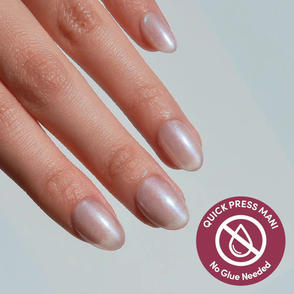 Nude Glazed jelly glaze press-on nails - oval shape, front view