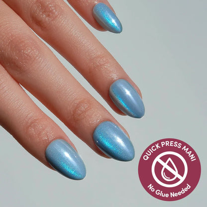 Ocean Prism jelly glaze press-on nails - almond shape, front view