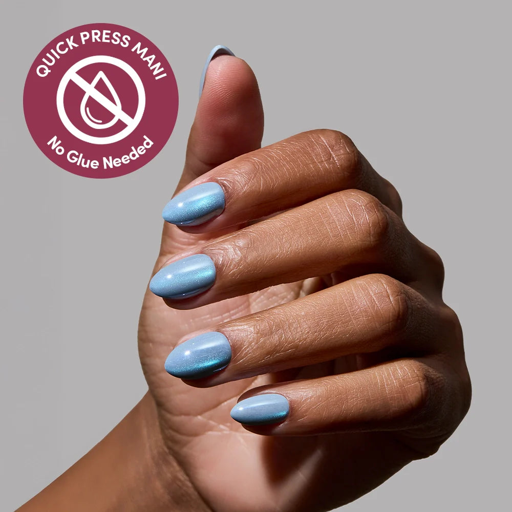 Ocean Prism press-on nails on hand - lifestyle photo, jelly glaze finish
