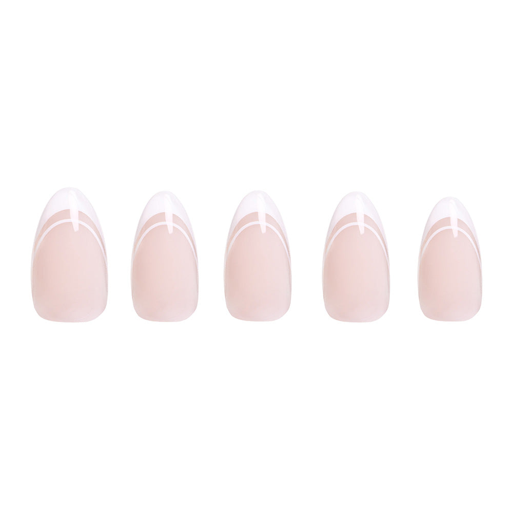 Paris press-on nails on hand - lifestyle photo, french tip finish