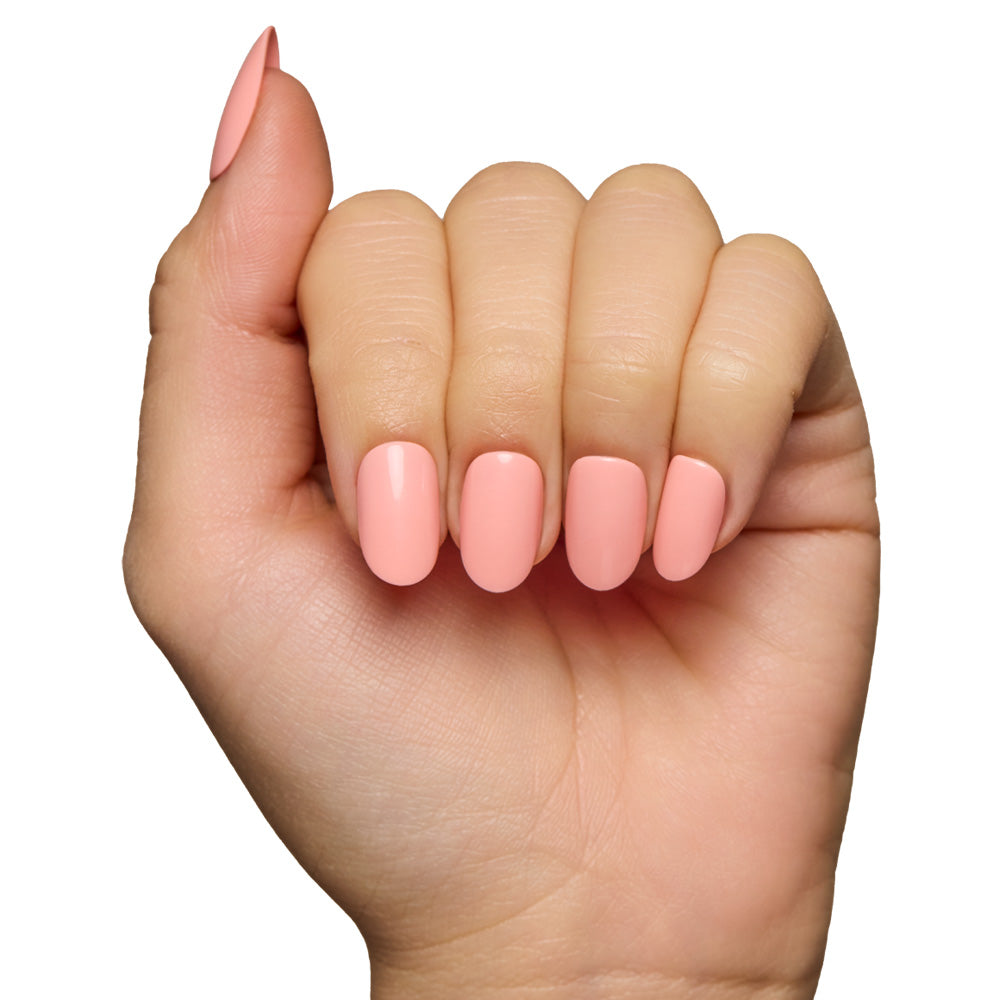 Peach Coral press-on nails close-up texture detail - pastel finish, US shipping