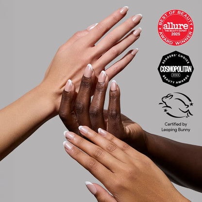 Pearlfect press-on nails on hand - lifestyle photo, milky cloud dancer finish