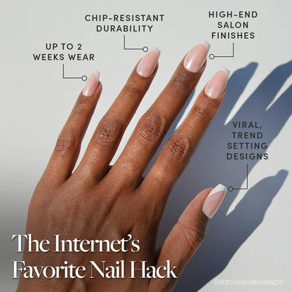 Pearl Glaze press-on nails close-up texture detail - milky cloud dancer finish, US shipping