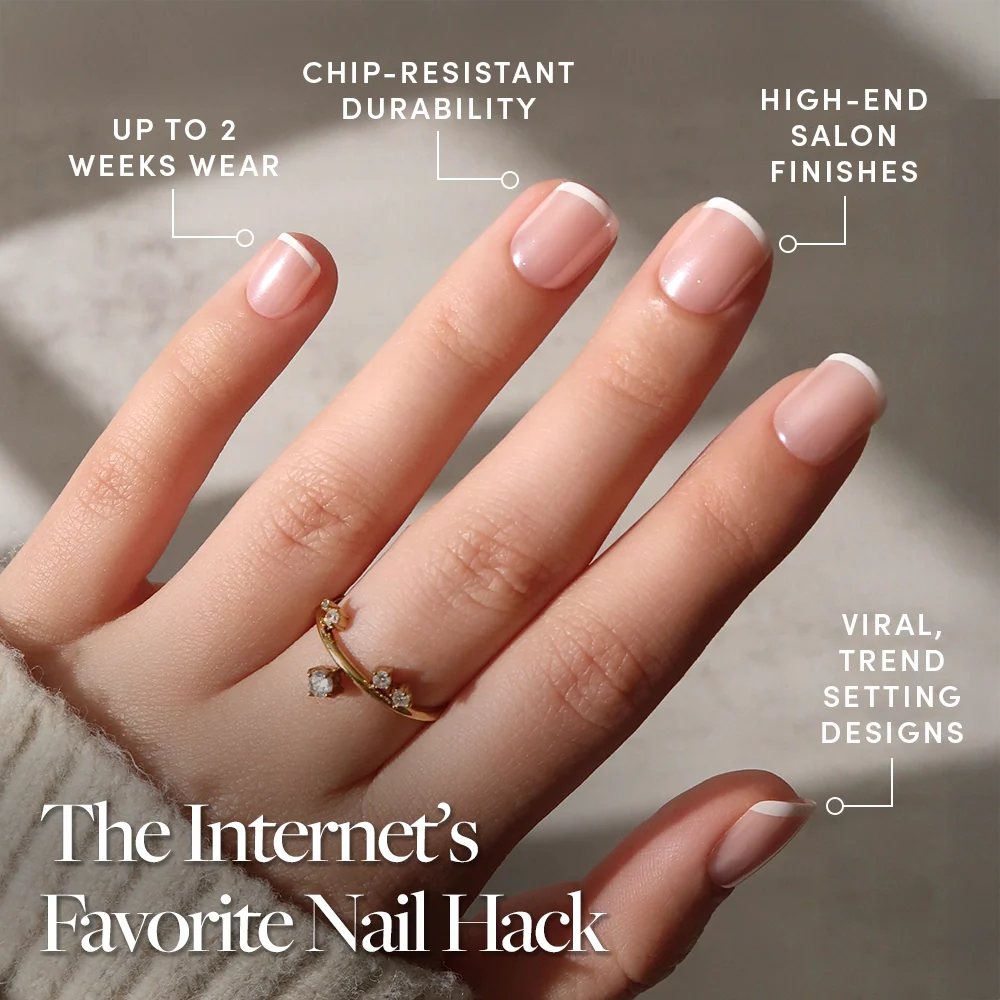 Pearly Please press-on nails close-up texture detail - milky cloud dancer finish, US shipping