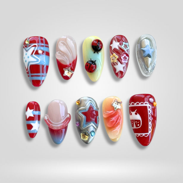Star Parade | 3D Sculptural Almond Press-Ons press-on nail set