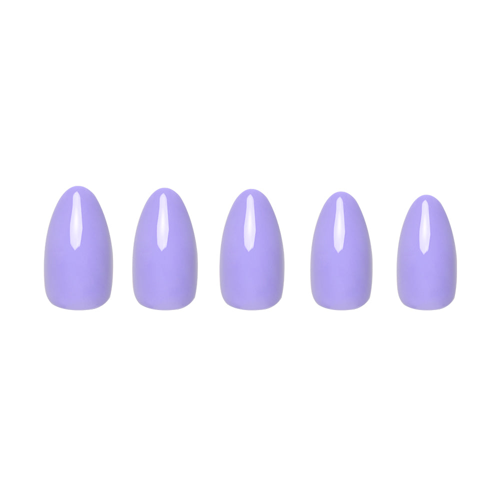 Periwinkle press-on nails on hand - lifestyle photo, pastel finish